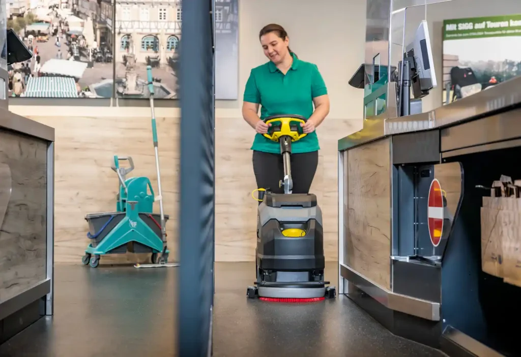 Floor scrubber and sweeper machines with pricing information