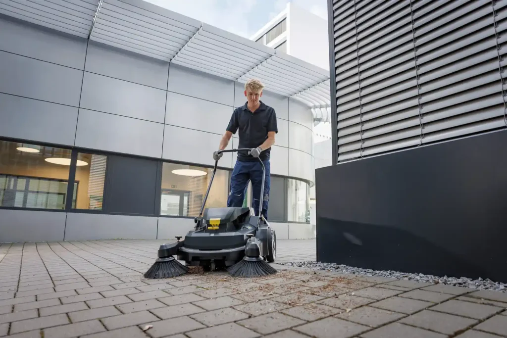 Commercial Kärcher floor sweeper for professional cleaning use in industrial space