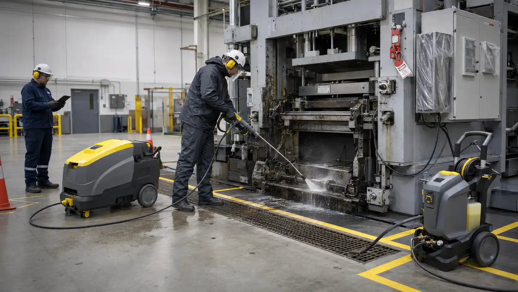 Cleaning Industrial Machinery Safely Using Hot and Cold Pressure Washers